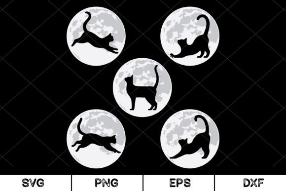 Black Cat and the Moon at Night, SVG