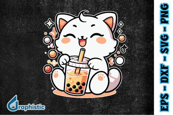 Cat Boba Tea Bubble Tea Anime SVG