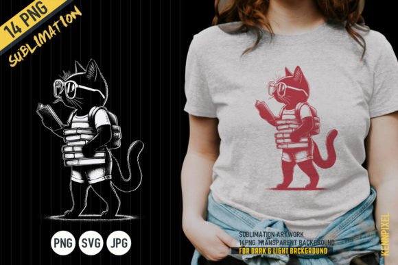 Cat Girl Reading Holding Books Shirt SVG