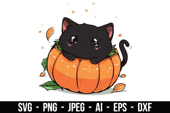 Cat Inside Jack-o-Lantern SVG