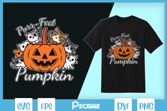 Cat Purr-Fect Pumpkin Halloween SVG