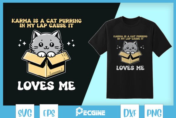 Colorful Cat Karma Lover Retro SVG