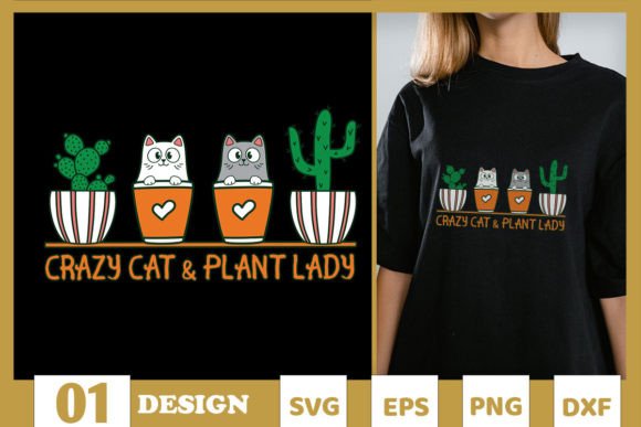 Crazy Cat Plant Lady Cactus SVG