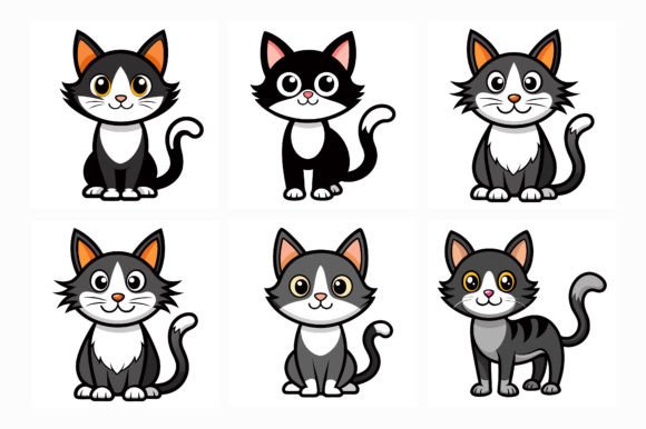 Creative Cartoon Cat Silhouette Vector A