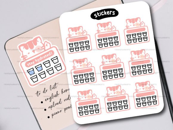 Cute Cat Water Intake Sticker Planner