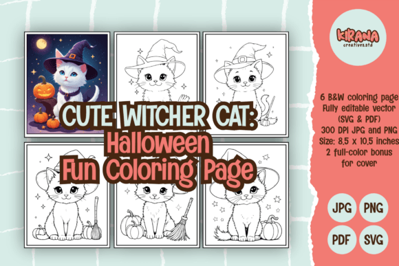 Cute Witcher Cat Halloween Fun Coloring