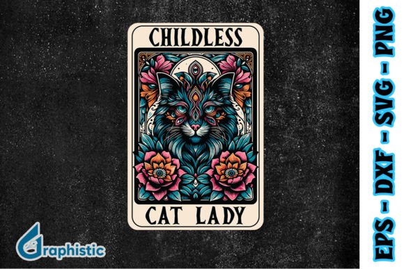Funny Childless Cat Lady Tarot Card SVG