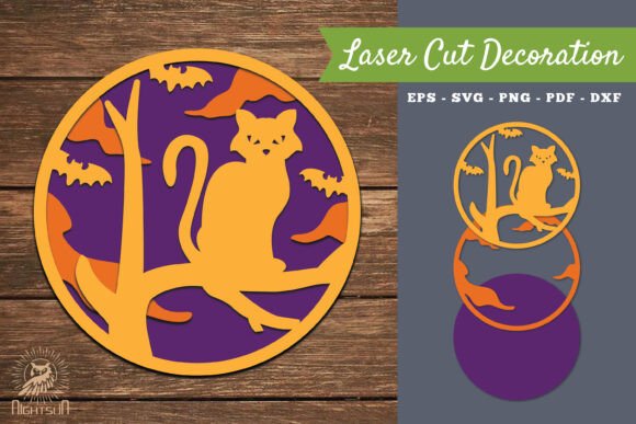 Halloween Cat Laser Cut Decoration SVG 5
