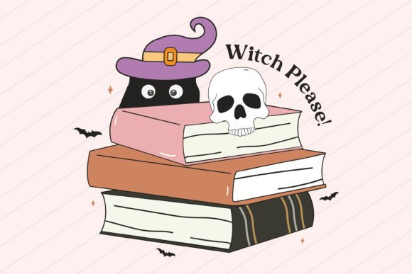 Halloween Cat Retro Witch Please Svg Png