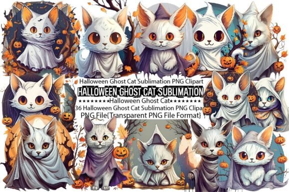Halloween Ghost Cat Sublimation Bundle