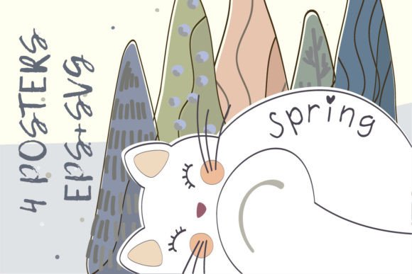 Poster 4 Seasons - with a Cat